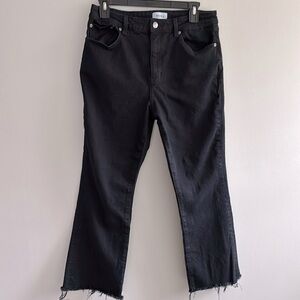 Pistola high rise black cropped frayed denim in color Abyss